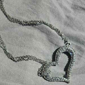Vintage Elegant Silver Heart Pendant Necklace